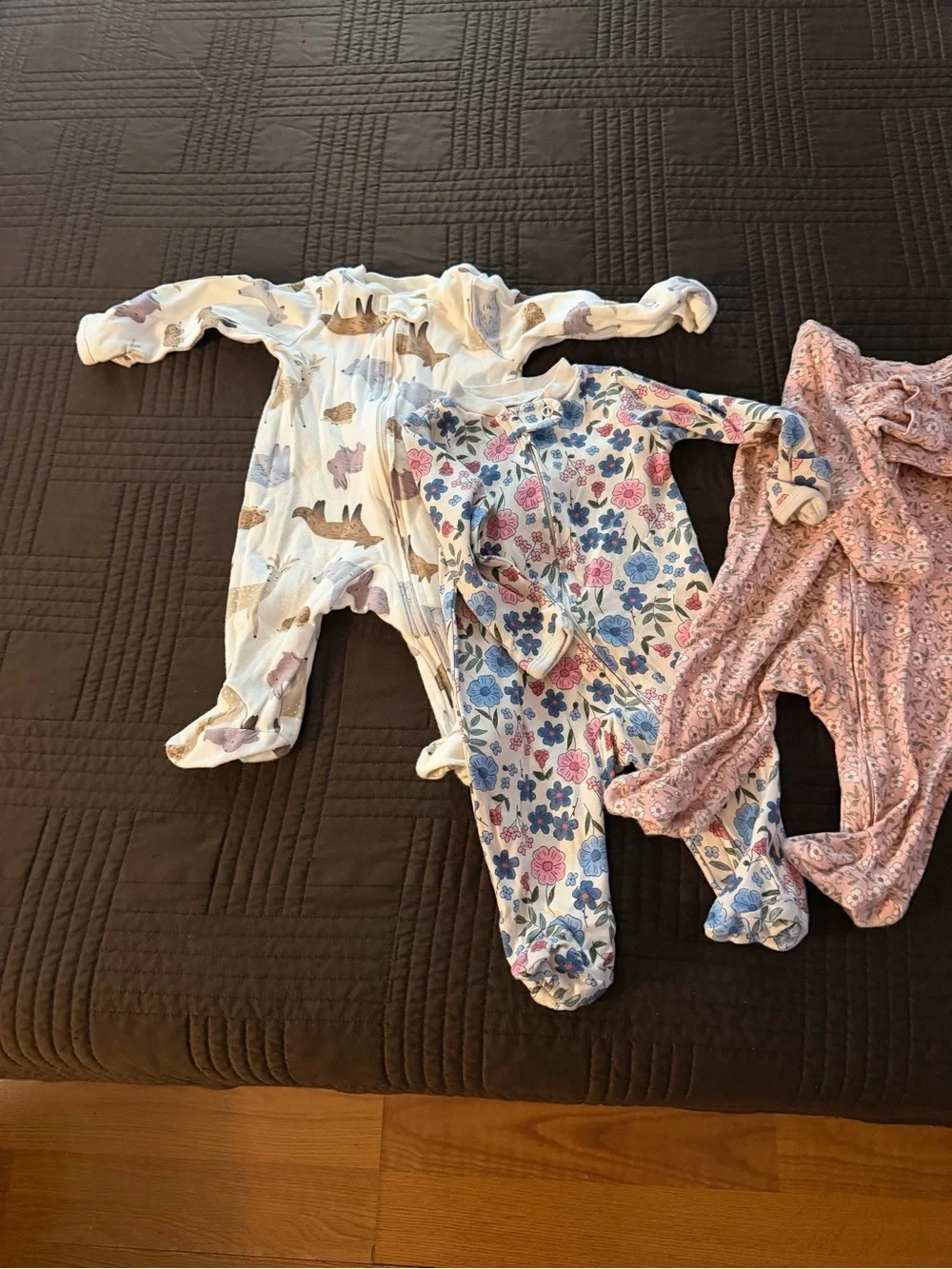 Carter's Floral & Animal Print Baby Footed One-Pieces in Pink, Blue, White